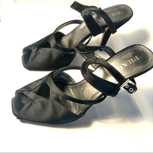 Prada Strappy Black Satin Shoes